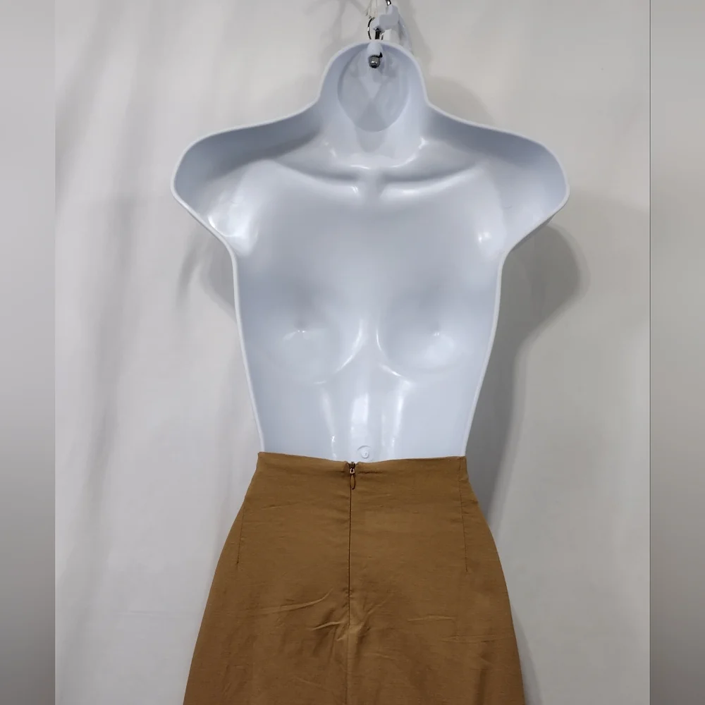 NWT Lulus Linen Blend Wrap Skirt Women's M Tan Retro Y2K 90s Casual Comfy - Picture 4 of 7